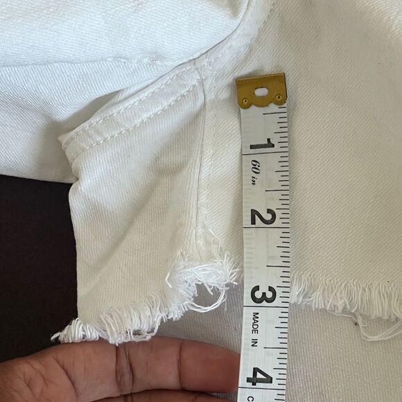 LOFT White Denim 3” Shorts Cut Off Mid Rise Sz 2/26 - Picture 5 of 6